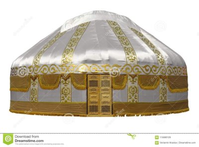 Юрты на белом фоне