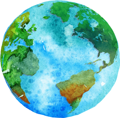 Планета земля акварелью