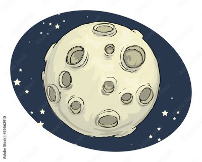 Нарисованная Луна с кратерами
