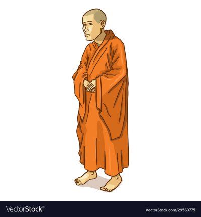 Буддийский монах на белом фоне