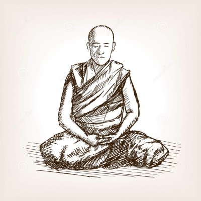 Буддийский монах гравюра