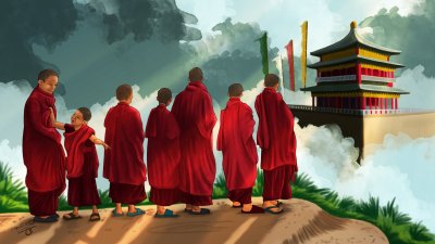 Буддийский монах арт фэнтези