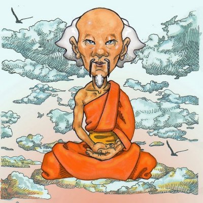 Буддийский монах в позе лотоса