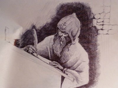 Монах карандашом