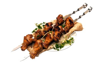 Шашлык на белом фоне