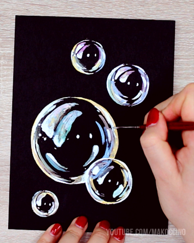 Акрил на черной бумаге