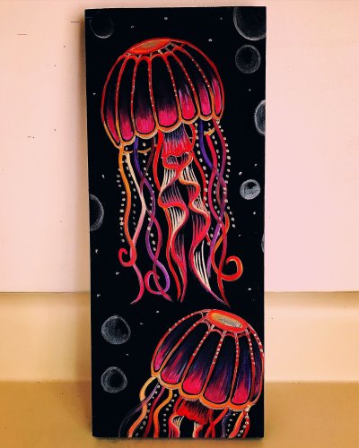 Медуза акриловыми красками