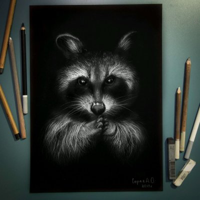 Рисование пастелью на черной бумаге