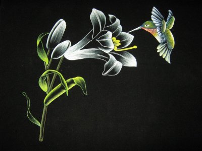 Рисунок акрилом цветы на темном фоне