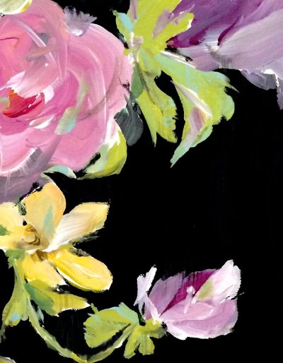 Цветы на черном фоне живопись