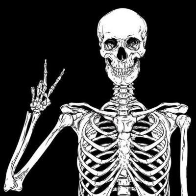 Скелет на черном фоне