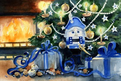 Новогодняя открытка Щелкунчик