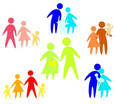 Силуэты семьи с детьми