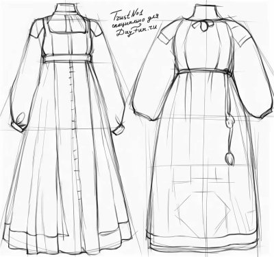 Эскиз женского народного костюма