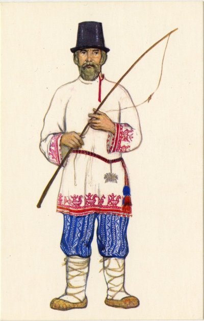 Народный костюм Архангельской губернии рисунок