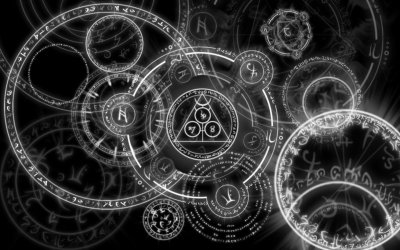 Магические символы на черном фоне