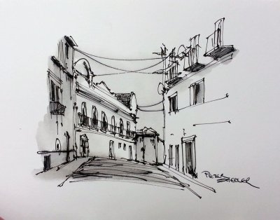 Городской пейзаж в графике