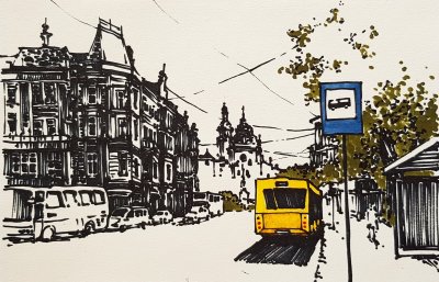 Городской пейзаж Графика