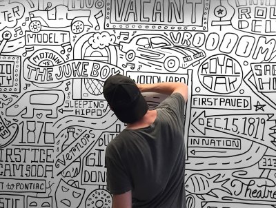 Рисунки маркером на стене