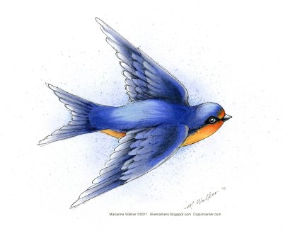 Птица в полете рисунок