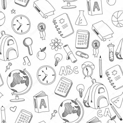 Школьная тематика картинки черно белые