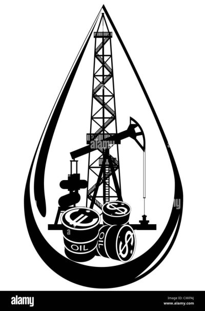 Нефтяная вышка качалка черно белая