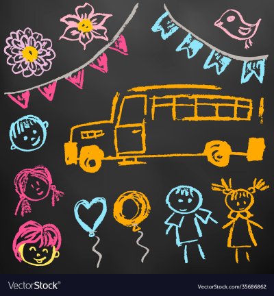 Рисунки мелками на доске