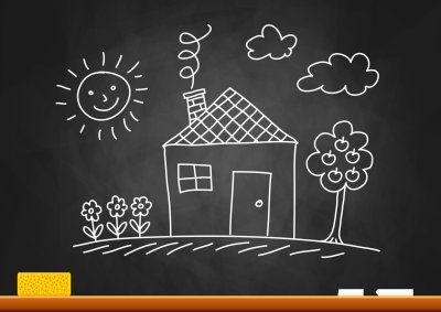 Домик мелом на доске