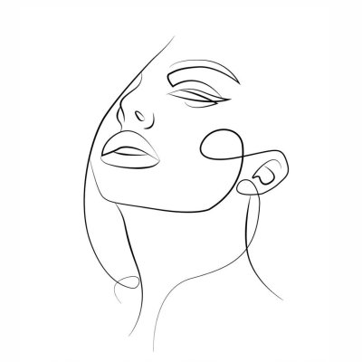Лицо девушки одной линией