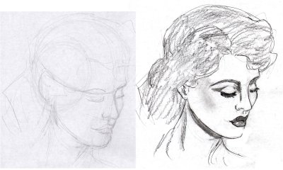 Рисунок лица девушки карандашом