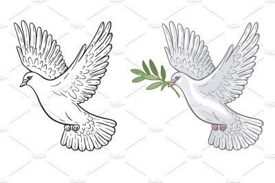 Голубка с веточкой в клюве