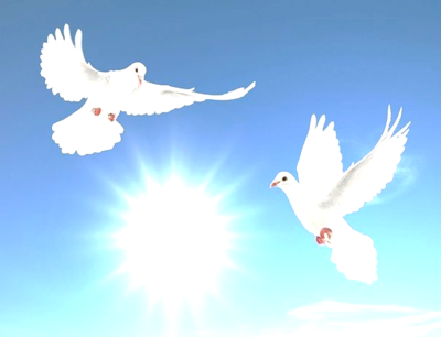 Голубой фон с голубями