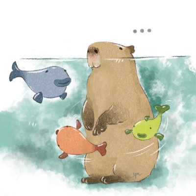 Капибара акварелью