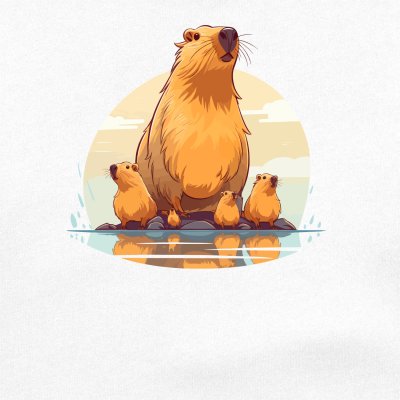 Капибара с апельсином на голове рисунок