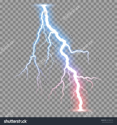 Разряд молнии на прозрачном фоне