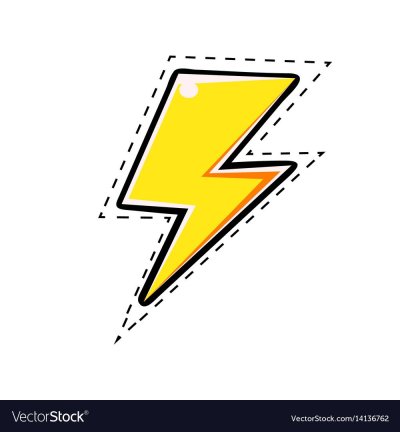 Молния желтая нарисованная