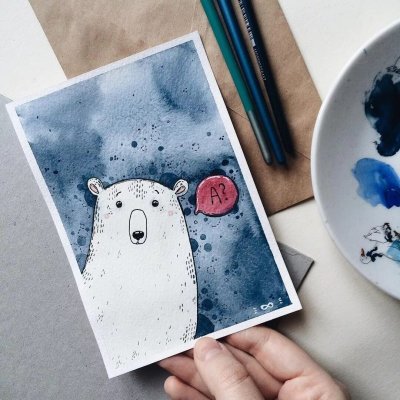 Открытки акварелью