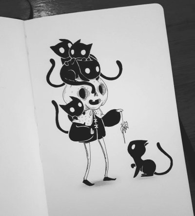 Рисунки в скетбук чёрным маркером