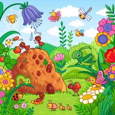 Муравейник в лесу мультяшный