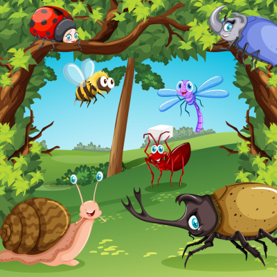 Поляна с насекомыми рисунок