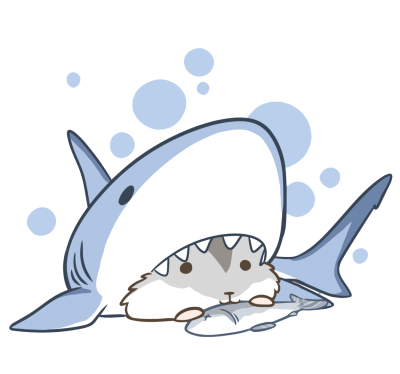 Котик в костюме акулы