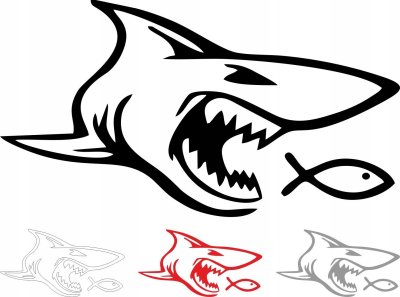 Акула рисунок черно белый