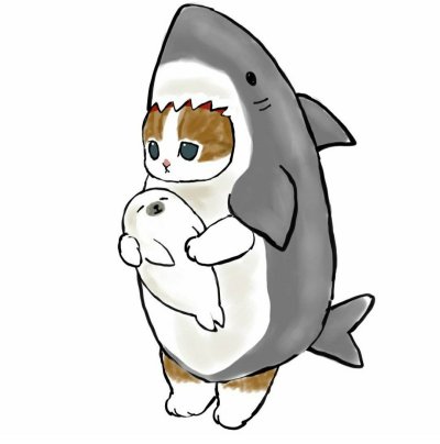 Котик в костюме акулы арт
