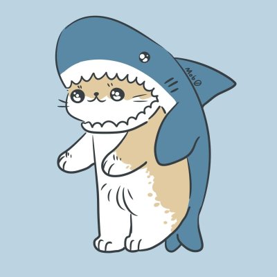 Котик в костюме акулы