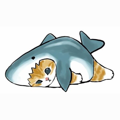 Милый котик в костюме акулы