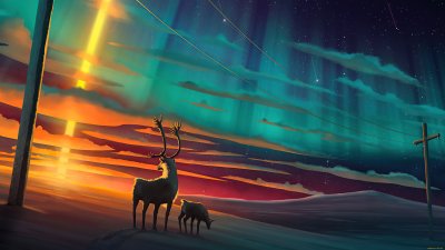 Нарисованный олень