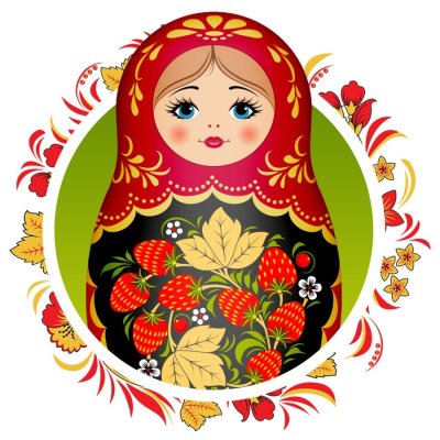 Матрешка на белом фоне