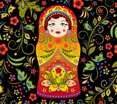 Матрешки на темном фоне