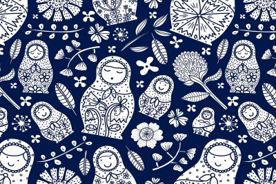 Матрешки бесшовный паттерн