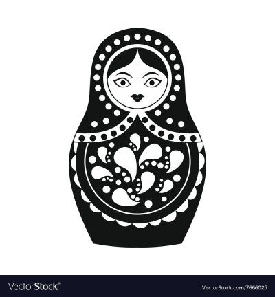 Черные силуэты матрешек